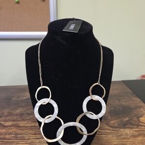 Lydell NYC Goldtone and Offwhite Resin Circle Necklace